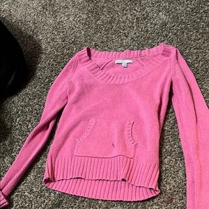 Old Navy Pink Crew Neck Sweater with Ribbed Knit